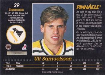 1993-94 Pinnacle Canadian #29 Ulf Samuelsson Back
