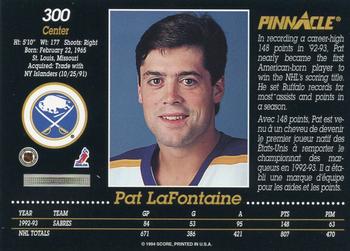 1993-94 Pinnacle Canadian #300 Pat LaFontaine Back