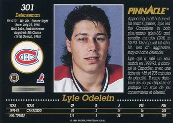 1993-94 Pinnacle Canadian #301 Lyle Odelein Back