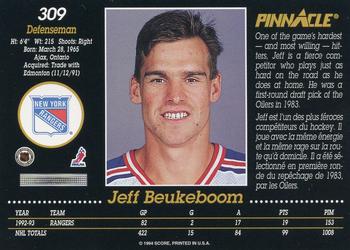 1993-94 Pinnacle Canadian #309 Jeff Beukeboom Back