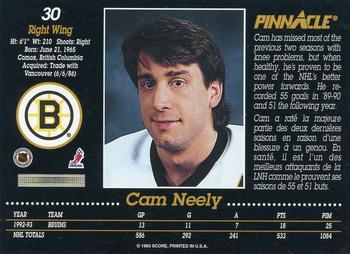 1993-94 Pinnacle Canadian #30 Cam Neely Back