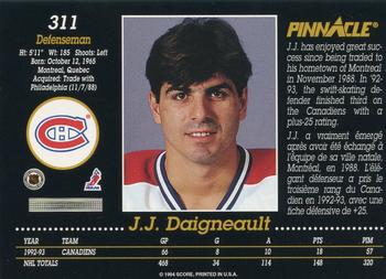 1993-94 Pinnacle Canadian #311 J.J. Daigneault Back
