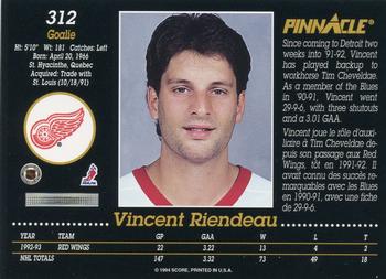 1993-94 Pinnacle Canadian #312 Vincent Riendeau Back