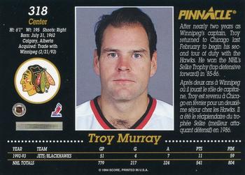 1993-94 Pinnacle Canadian #318 Troy Murray Back