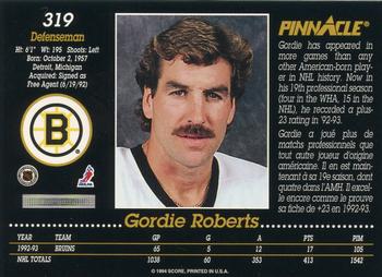 1993-94 Pinnacle Canadian #319 Gordie Roberts Back