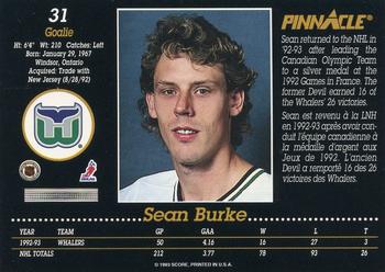 1993-94 Pinnacle Canadian #31 Sean Burke Back