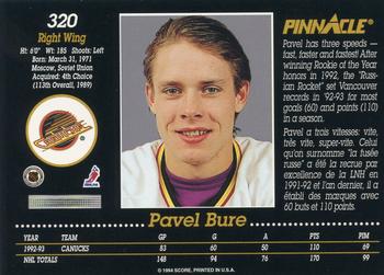 1993-94 Pinnacle Canadian #320 Pavel Bure Back