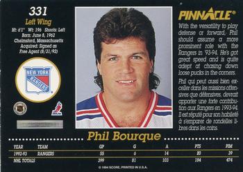 1993-94 Pinnacle Canadian #331 Phil Bourque Back