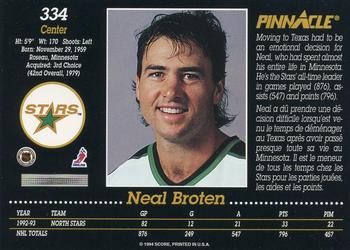 1993-94 Pinnacle Canadian #334 Neal Broten Back