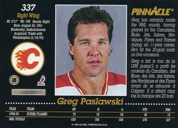 1993-94 Pinnacle Canadian #337 Greg Paslawski Back