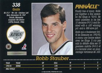 1993-94 Pinnacle Canadian #338 Robb Stauber Back
