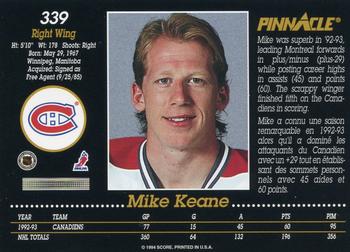 1993-94 Pinnacle Canadian #339 Mike Keane Back