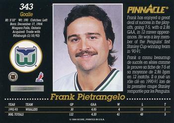 1993-94 Pinnacle Canadian #343 Frank Pietrangelo Back