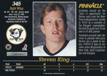1993-94 Pinnacle Canadian #345 Steven King Back