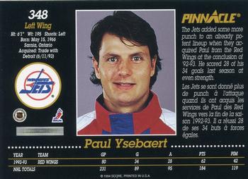 1993-94 Pinnacle Canadian #348 Paul Ysebaert Back