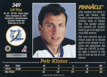 1993-94 Pinnacle Canadian #349 Petr Klima Back
