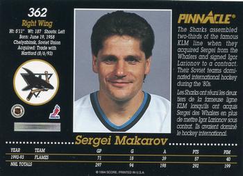 1993-94 Pinnacle Canadian #362 Sergei Makarov Back