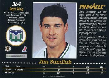 1993-94 Pinnacle Canadian #364 Jim Sandlak Back
