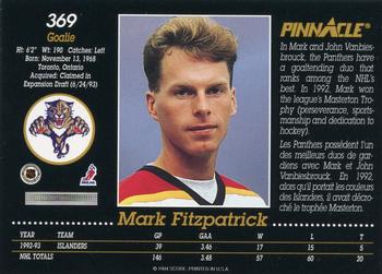 1993-94 Pinnacle Canadian #369 Mark Fitzpatrick Back