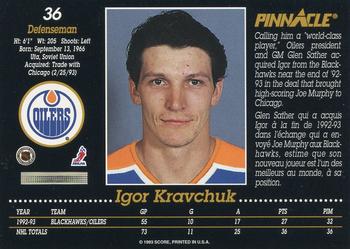 1993-94 Pinnacle Canadian #36 Igor Kravchuk Back