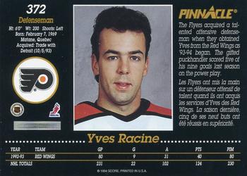 1993-94 Pinnacle Canadian #372 Yves Racine Back
