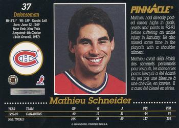1993-94 Pinnacle Canadian #37 Mathieu Schneider Back