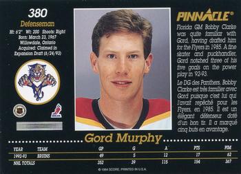1993-94 Pinnacle Canadian #380 Gord Murphy Back