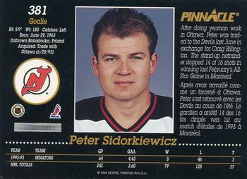 1993-94 Pinnacle Canadian #381 Peter Sidorkiewicz Back