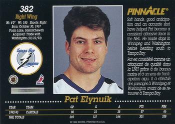1993-94 Pinnacle Canadian #382 Pat Elynuik Back
