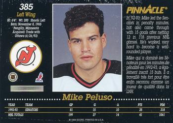 1993-94 Pinnacle Canadian #385 Mike Peluso Back