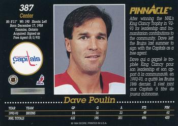 1993-94 Pinnacle Canadian #387 Dave Poulin Back