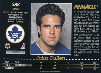 1993-94 Pinnacle Canadian #388 John Cullen Back