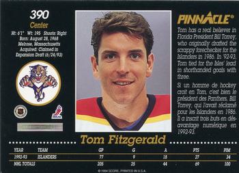 1993-94 Pinnacle Canadian #390 Tom Fitzgerald Back