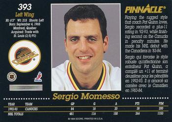 1993-94 Pinnacle Canadian #393 Sergio Momesso Back