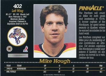 1993-94 Pinnacle Canadian #402 Mike Hough Back
