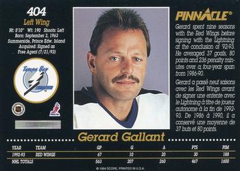 1993-94 Pinnacle Canadian #404 Gerard Gallant Back