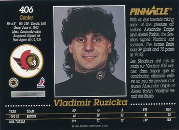 1993-94 Pinnacle Canadian #406 Vladimir Ruzicka Back
