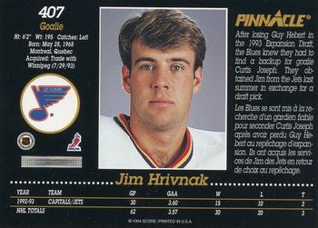 1993-94 Pinnacle Canadian #407 Jim Hrivnak Back