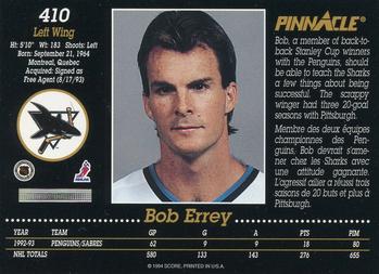 1993-94 Pinnacle Canadian #410 Bob Errey Back