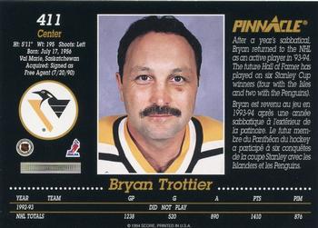 1993-94 Pinnacle Canadian #411 Bryan Trottier Back