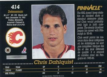 1993-94 Pinnacle Canadian #414 Chris Dahlquist Back