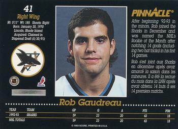 1993-94 Pinnacle Canadian #41 Rob Gaudreau Back