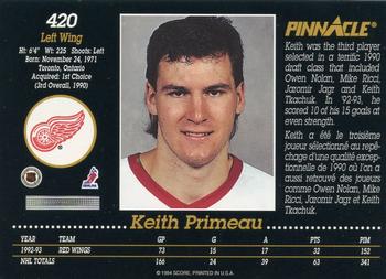 1993-94 Pinnacle Canadian #420 Keith Primeau Back
