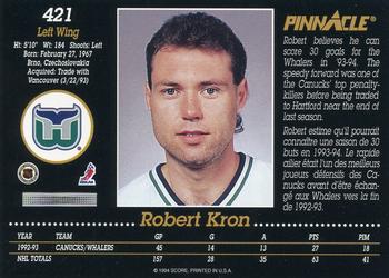 1993-94 Pinnacle Canadian #421 Robert Kron Back