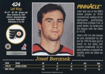 1993-94 Pinnacle Canadian #424 Josef Beranek Back