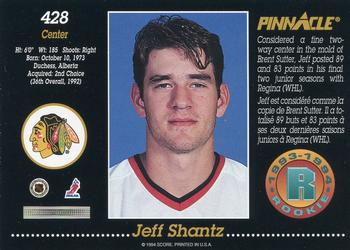 1993-94 Pinnacle Canadian #428 Jeff Shantz Back