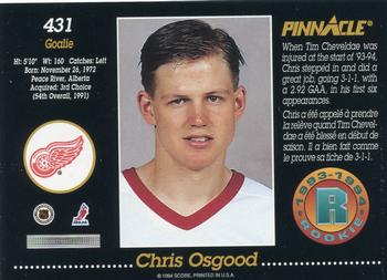 1993-94 Pinnacle Canadian #431 Chris Osgood Back