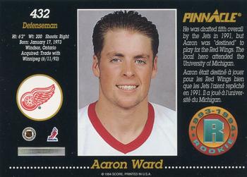 1993-94 Pinnacle Canadian #432 Aaron Ward Back