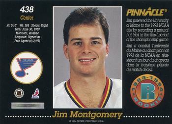 1993-94 Pinnacle Canadian #438 Jim Montgomery Back