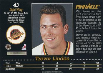 1993-94 Pinnacle Canadian #43 Trevor Linden Back